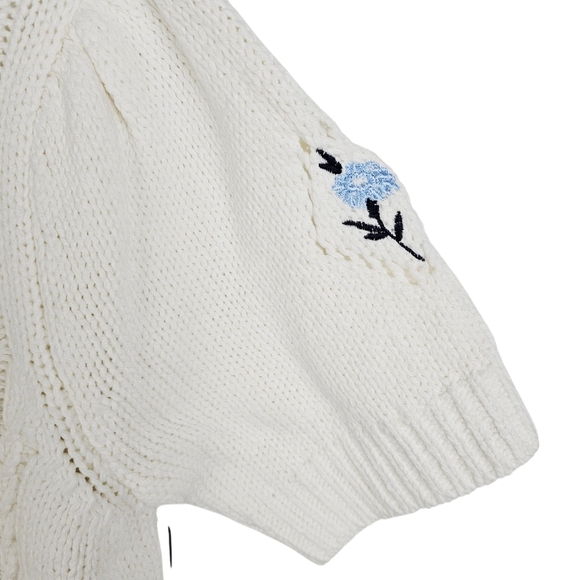 Rachel Zoe Eyelet Floral Embroidered Cardigan Sweater NWT Prairie Cottagecore - Picture 6 of 8